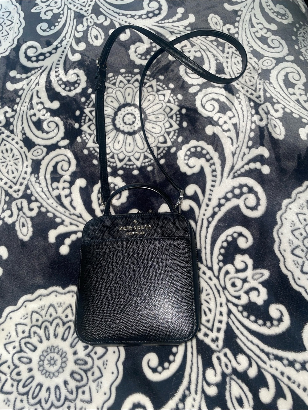 kate spade Black Saffiano Mini Crossbody Bag
